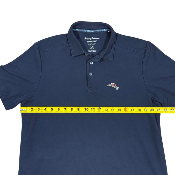 Tommy Bahama IslandZone Supima Polo Shirt Men's Large Navy Trim Fit Golf Beach - Picture 7 of 9